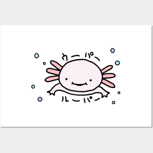 Kawaii Cute Axolotl Anime Japanese Animal Manga Logo Art Posters and Art